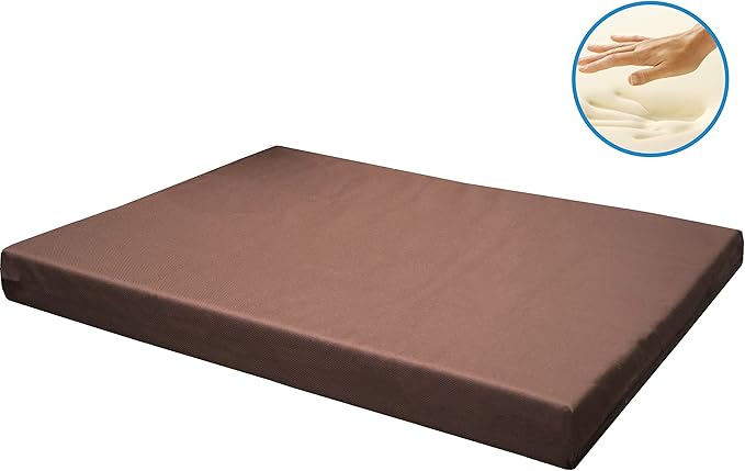 Dogbed4less Memory Foam Platform Dog Bed, Crate Mattress with Waterproof Removable Cover Large 42X28X3 Brown