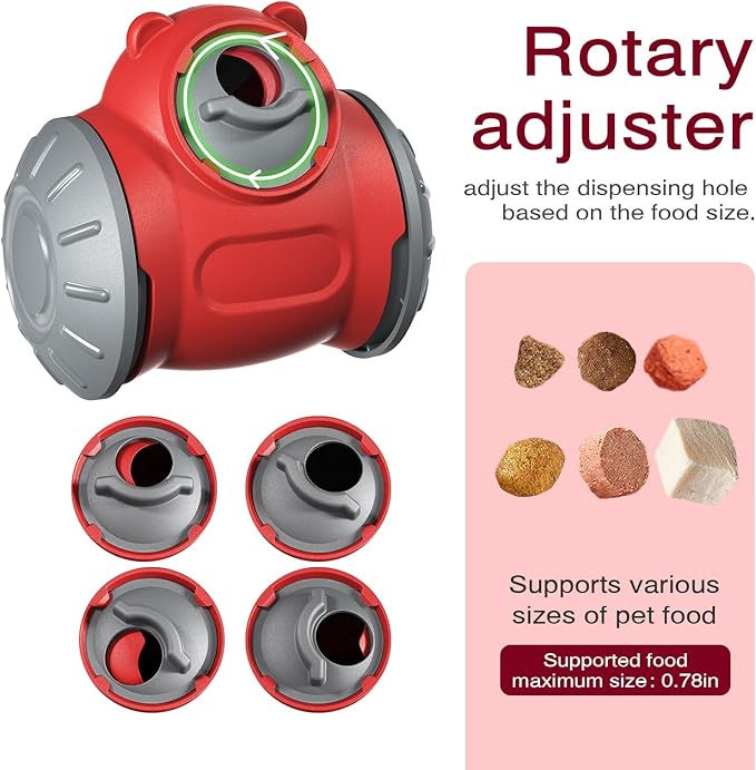 1pcs Interactive Dog Dispenser Toy - Premium Food for Smart Dogs - Adjustable Food Puzzle for Small Medium and Large Dogs for Large/Medium/Small Aggressive Chewers Breed Pet Cat Color Red