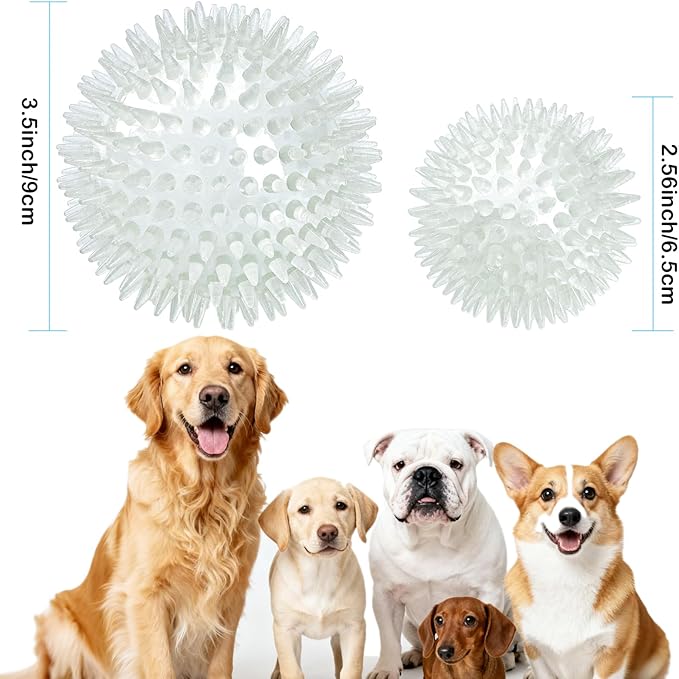 petizer Glow in The Dark Ball - Small Dog Balls, Squeaky Glow Ball for Dogs, Indestructible Puppy Teething Chew Toy for Aggressive Chewers Pack of 6 (2.5’’, Small Dogs)