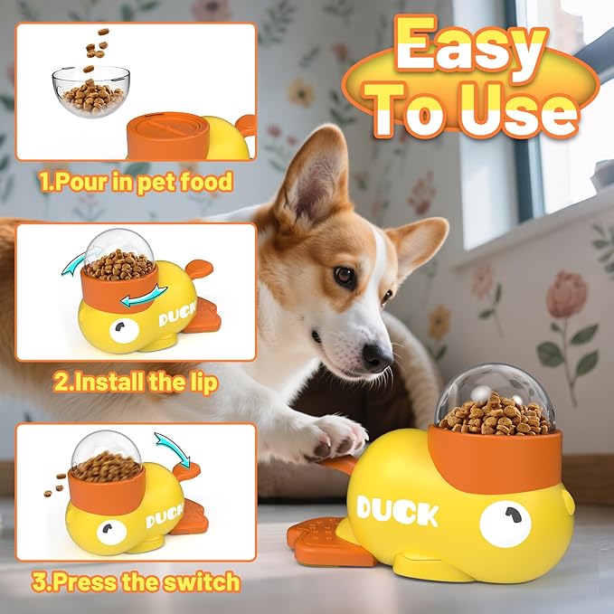 Dog Interactive Treat Dispenser Toy Food Puzzle Slow Feeder Duck-Shaped Dog Puzzle Feeders for Small Medium Dogs Cats IQ Training Reduces Bloating for Healthy Eating
