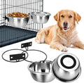 2-in-1 Dog Bowl, ShineMe 2 Pack 7 Cup Kennel Bowls Mountable & Floor Use with Non-Slip Base for Large and Medium Dogs, 56oz Pet Food/Water Bowl