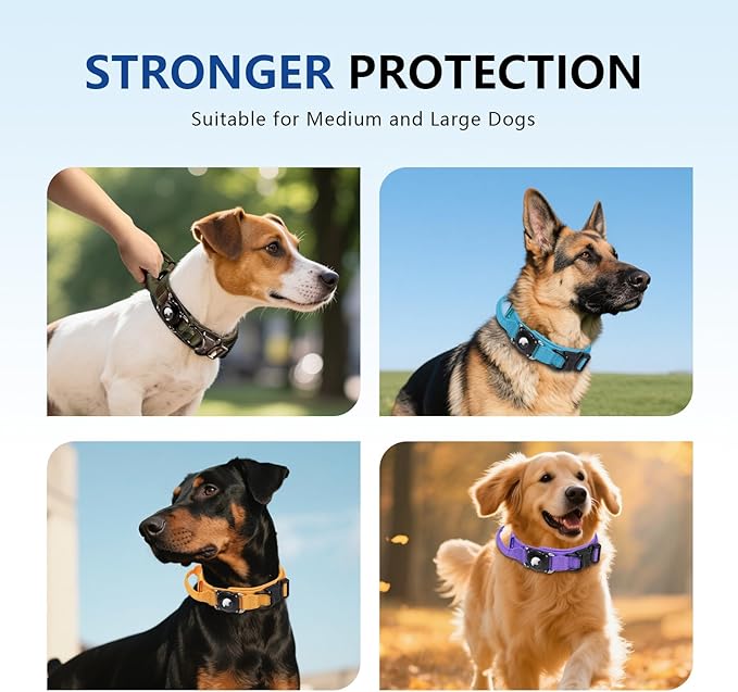 2026 New and Improved AirTag Dog Collar, Military Tactical Dog Collar with Integrated AirTag Holder - Adjustable Control Handle, Durable Metal Buckle, Comfortable GPS Dog Collars (Camo,L)