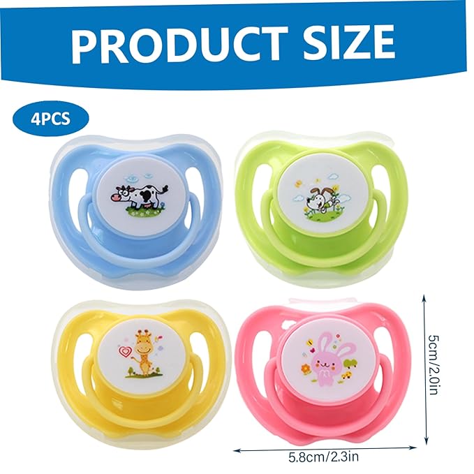 Dog Pacifier 4Pcs Food-Grade Safe Puppy Teething Toys with Lid Cute Chewable Kitten Pacifier Soothing Essential Pet Supplies Kitten for Suckling Puppy Teething Toys
