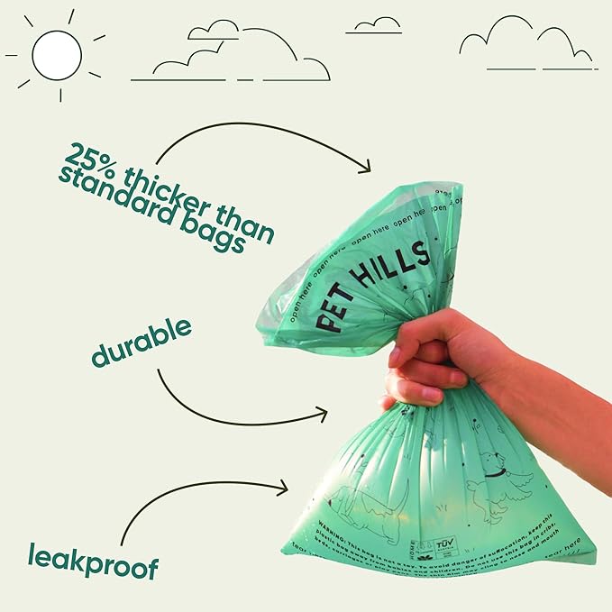 Heavy Duty Compostable Dog Poop Bags – 120 Count, 25% Thicker, Leakproof & Unscented Refills, Fits All Dispensers, Plant-Based, TÜV OK Compost HOME Certified