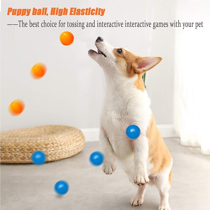 Puppy Chew Toys for Teething, Solid Rubber Bouncy Balls for Small Medium Dogs, 100% Safe & Non-Toxic, Floating Dog Toy Balls for Aggressive Chewers to Fetch, Chew, Play