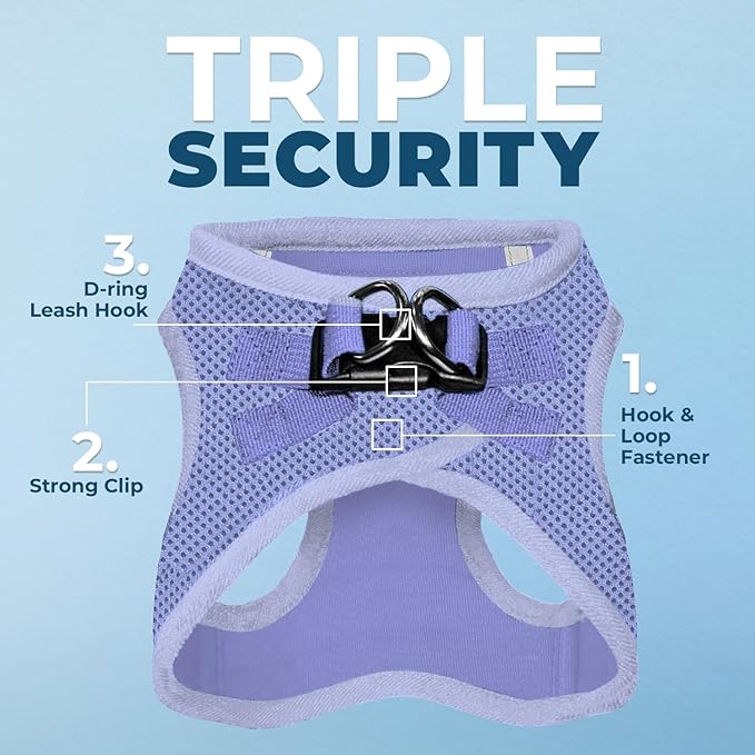 Best Pet Supplies - All Weather Mesh/Plush, Reflective, No Pull Harness for Small, Medium Dogs, Cats - Secure with Hook & Loop Fastener, Buckle, Double D-Rings - Lavender, XS