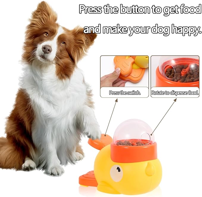 2-in-1 Interactive Dog Puzzle Toy & Slow Feeder - Duck-Shaped Treat Dispenser, Press Tail to Rotate & Release Snacks, Food-Grade ABS, Washable for Small/Medium Dogs & Cats
