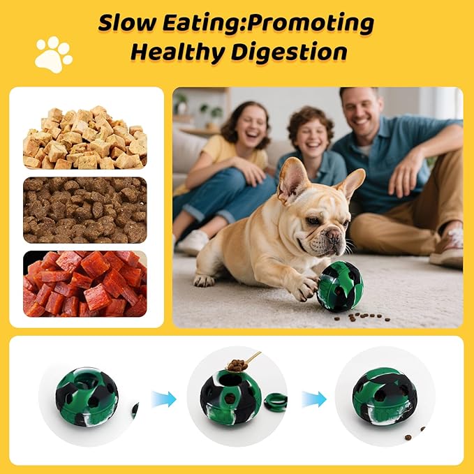 IFOYO Frozen Treat Dog Toy Ball for Small to Medium Dogs Silicone Enrichment Dog Toys to Keep Them Busy Reduce Anxiety Puzzle Treat Dispensing Dog Toy for Slow Food Training (Camouflage Green)
