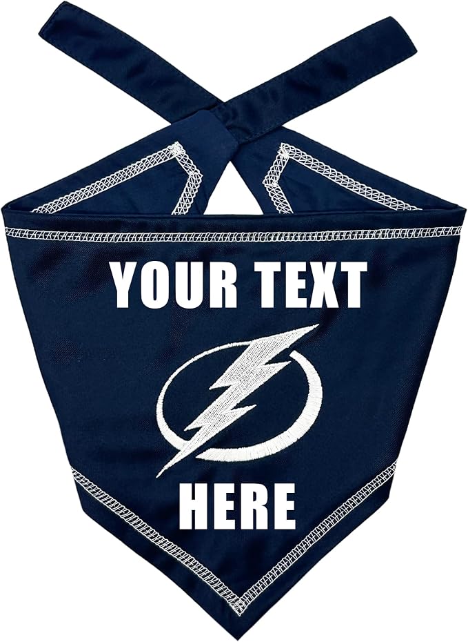 Pets First NHL Tampa Bay Lightning Personalized Tie Around Bandana for Dogs & Cats, Size Small/Medium. Custom Dog Bandana Scarf Bib for Pet Cat Dog. The Ultimate Game-Day & Party Customizable Bandana