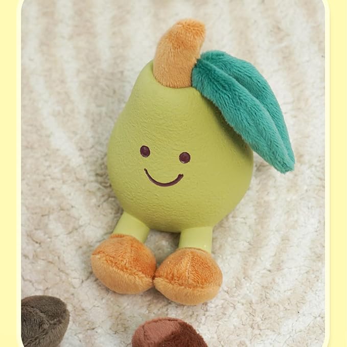 Playful Paws Fruit Dog Chew Toys Interactive Dog Toy with Squeak and Latex Plush Dog Toys for Puppies Small and Medium Dogs (Pear)