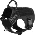 ICEFANG Tactical Dog Harness, Small Size,2X Metal Buckle,Working Dog MOLLE Vest with Handle,No Pulling Front Leash Clip,Hook and Loop Panel (Black,S (Pack of 1))