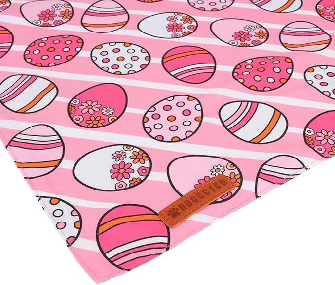 ADOGGYGO Easter Dog Bandana, Pink Bunny Scarf, Premium Durable Fabric, Adjustable Fit Female Pet Easter Bandanas for Extra Large Dogs (X-Large)
