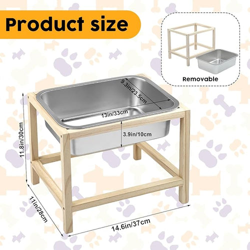 2 Gallons Elevated Dog Water Bowl, Raised Dog Feeding Station, Durable Stainless Steel Bowl with Stand for Large Breeds, Indoor/Outdoor Use, Neck & Joint Strain Relief