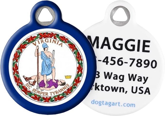 Dog Tag Art Personalized United States Flags Pet ID Tags for Dogs and Cats, Virginia Flag, Large