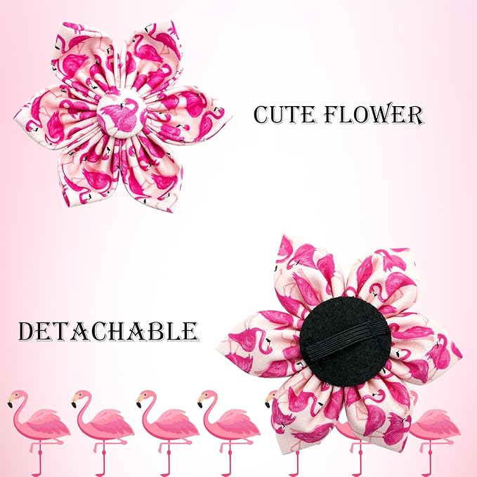 Elegant little tail Dog Collar- Cute Pink Dog Collar with Flower for Large Dogs, Female Adjustable Cotton Summer Pet Flower Puppy Collars for Small Medium Large Dogs