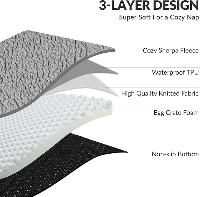 Patas Lague Orthopedic Dog Bed Medium Size Dog 30''X20'', Waterproof L Bolster Medium Pet Sofa Beds with Removable Washable Cover, Soft Comfortable Pet Couch Crate Mat with Nonskid Bottom, Grey