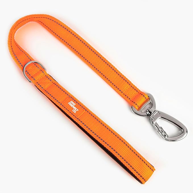 DF Co. Close Control Short Trainer Dog Leash | Strain Free & Shock Resistant, Durable Material, 65cm in Length, Heavy Duty Clips & D-Ring (Orange, Small)