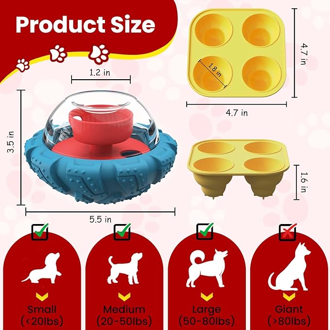 Interactive Dog Toy, Puzzle Toy with Adjustable Treat Dispensing & DIY Frozen Treats, Dog Enrichment Toys to Keep Them Busy and Mental Stimulation