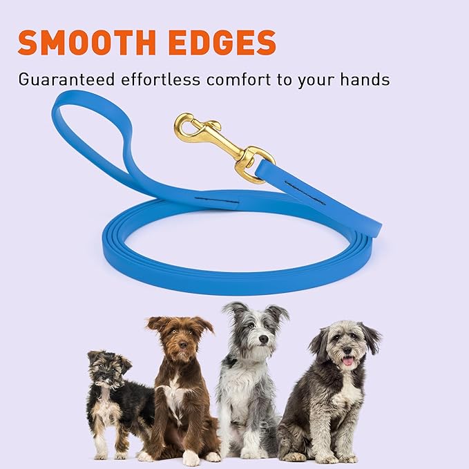 Viper Biothane K9 Working Dog Leash Waterproof Lead for Tracking Training Schutzhund Odor-Proof Long Line with Solid Brass Snap for Puppy Medium and Large Dogs, 10ft Cerulean Blue
