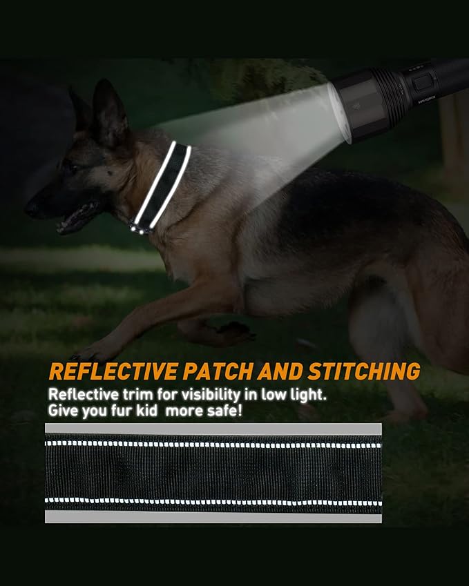 AUBELL Reflective Tactical Dog Collar,Adjustable Military Heavy Duty K9 Collars with Handle and Quick Release Metal Buckle Great for Extra Large Dogs, with Airtag Case and 2 Patches (Black,XL)