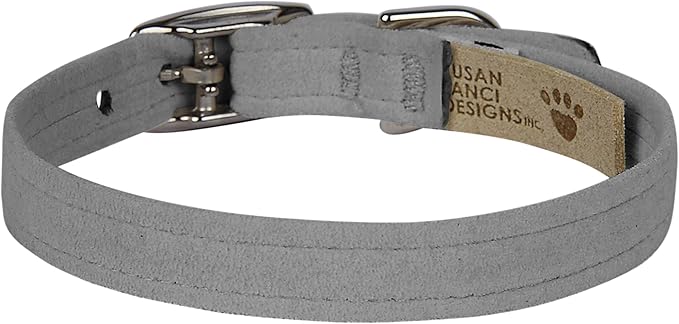 Susan Lanci Designs Ultrasuede Premium Dog Collar, Platinum, Small