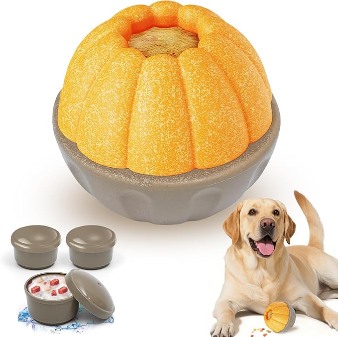 Frozen Dog Treat Toy for Aggressive Chewers, Treat Dispensing Enrichment Toy – Freezable Interactive Chew Toy to Keep Dogs Busy – Durable Dog Puzzle Feeder for Boredom Relief, Yellow