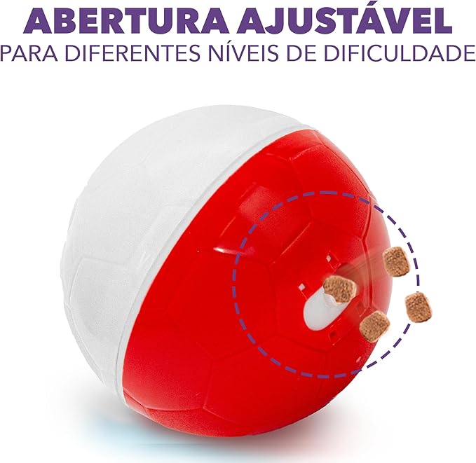 amicus - Crazy Ball Treat Dispenser, Smart Dog Treat Dispenser Ball - Pets Enrichment Toys - Dog Toys to Keep Them Busy - Slow Feeder - 300g/10.5 oz - Red/White