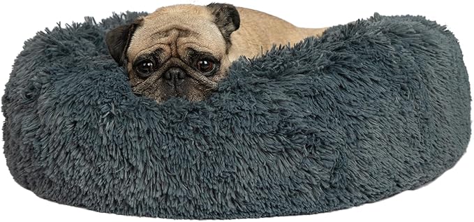 Best Pet Supplies Dog House Bed Crate Mat Tent Indoor Round Soft Plush for Small, Medium, and Large Breeds - Gray, 24 x 24 x 7