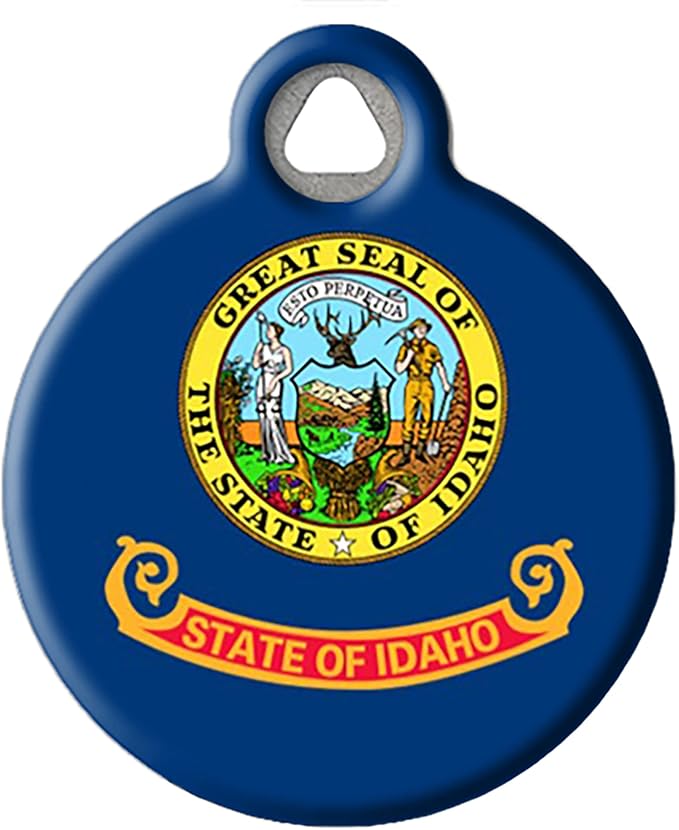 Dog Tag Art Personalized United States Flags Pet ID Tags for Dogs and Cats, Idaho Flag, Small