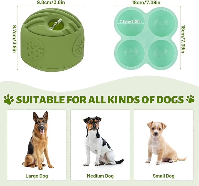 Interactive Dog Toy for Large Dogs (20-140 lbs) 2PACK- Durable Freezable Rubber Chew Toy, Mint Scent, Anxiety Relief Puzzle, Treat Dispenser, Easy to Clean, Long-Lasting, Low-Mess Design