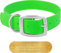 Regal Dog Products Medium Lime Green Waterproof Dog Collars with Custom Engraved Name Plate | Vinyl Coated Anti Easy to Clean Personalized Biothane Dog Collar - Other Sizes for Small & Large Dogs