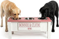 GTW Personalized Elevated Triple Dog Bowl Stand for Large, Medium, Small, X-Small Dogs - 3 Stainless Steel Food and Water Bowls - Raised Dog Dish with Internal Storage (Large, Pink)