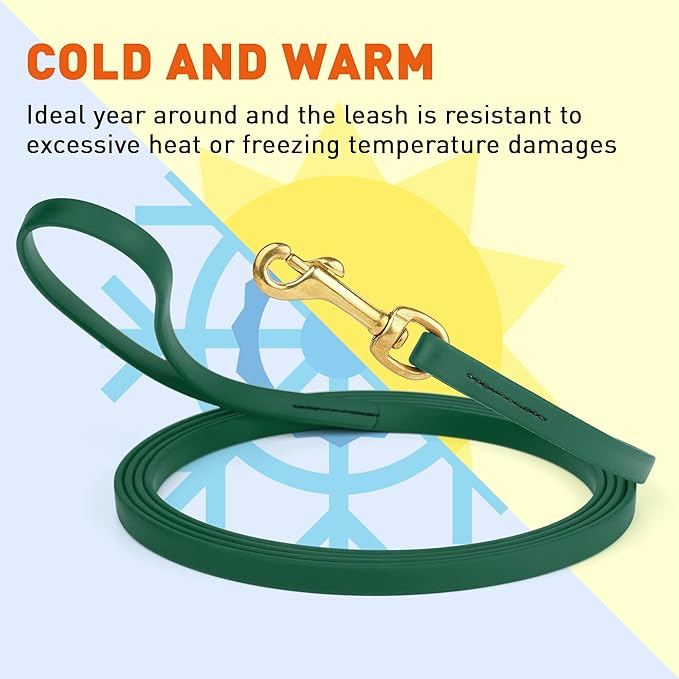 Viper Biothane K9 Working Dog Leash Waterproof Lead for Tracking Training Schutzhund Odor-Proof Long Line with Solid Brass Snap for Puppy Medium and Large Dogs, 20ft Hunter Green
