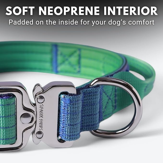 Spark Paws Tactical Dog Collar - Heavy Duty, Premium Quality, Thick and Durable for Large and Medium Dogs - Lime Wave - XS - 1"