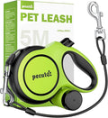 16ft Retractable Dog Leash with 18'' Chew Proof Steel Cable for Power Chewers & Pullers, Heavy Duty Locking for Medium/Large Dogs 33lbs-110lbs, Anti-Tangle & Poop Bag Holder Included(Green)