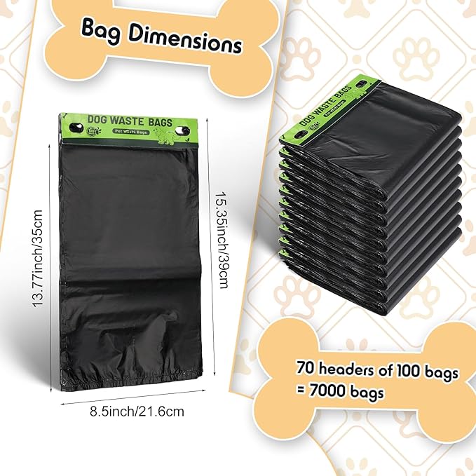 Ireer 7000 Pcs Header Bag Bulk Dog Pet Waste Bags Bulk Poop LeakProof Easy Single Pull Bags for Poop Dog Station Fit Hang Hole Dispenser Pet Waste Bag for Home Outdoor