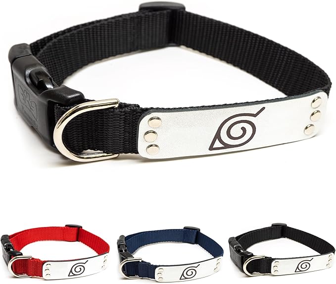Naruto Dog Collar for Large Dogs, Medium, XS/Small Puppy Collars – Officially Licensed Naruto Shippuden Hidden Leaf Village Anime Dog Collar, Naruto Gifts Pet Collar for Dogs Black Ninja, XS