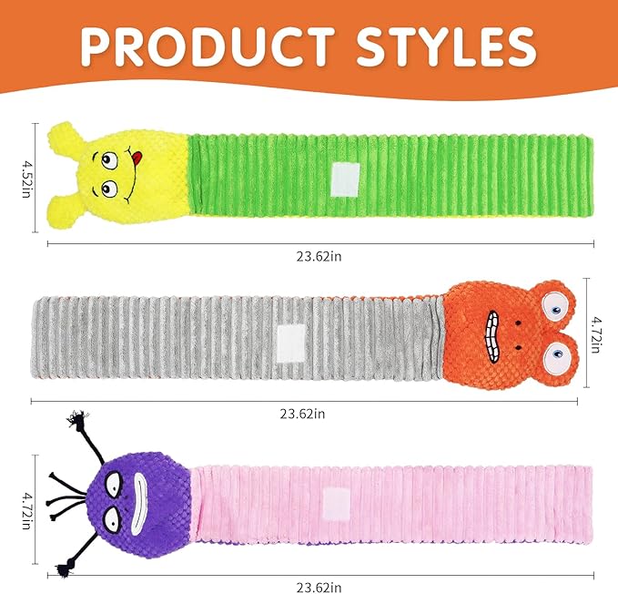 No Stuffing Squeaky Dog Toys 3-Pack – Interactive Crinkle Plush Snuffle Toys, Tug of War Toy for Small, Medium, and Large Dogs, Soft Puppy Toys, Ideal Gift for Dogs (3 PCS)