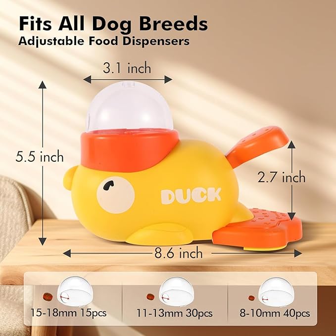 Duck Cat Treat Dispenser, Little Yellow Duck Cat Toy Treat Feeder, Ducks Puzzle Feeder for Cats, Interactive Ducks-Shaped Puzzle Feeder for Dogs, Slow Feeder for Pet Eating & Iq Training (White)