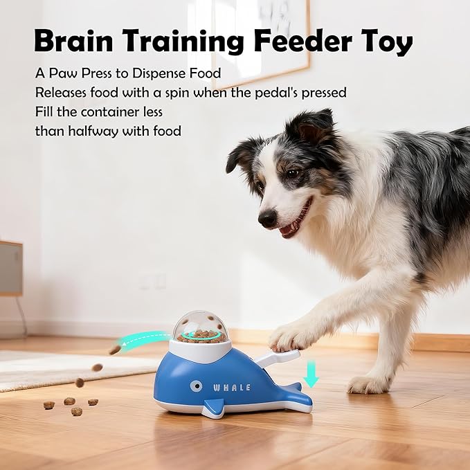 Pawise Cat Puzzle Treat Dispenser,Whale-Shaped Interactive Treat Dispenser Toy for Dogs & Cats,Pet Food Puzzle Feeder,Slow Feeder for Healthy Eating,IQ Training Toy for Small Pet,Bonus Snack Ball Toy