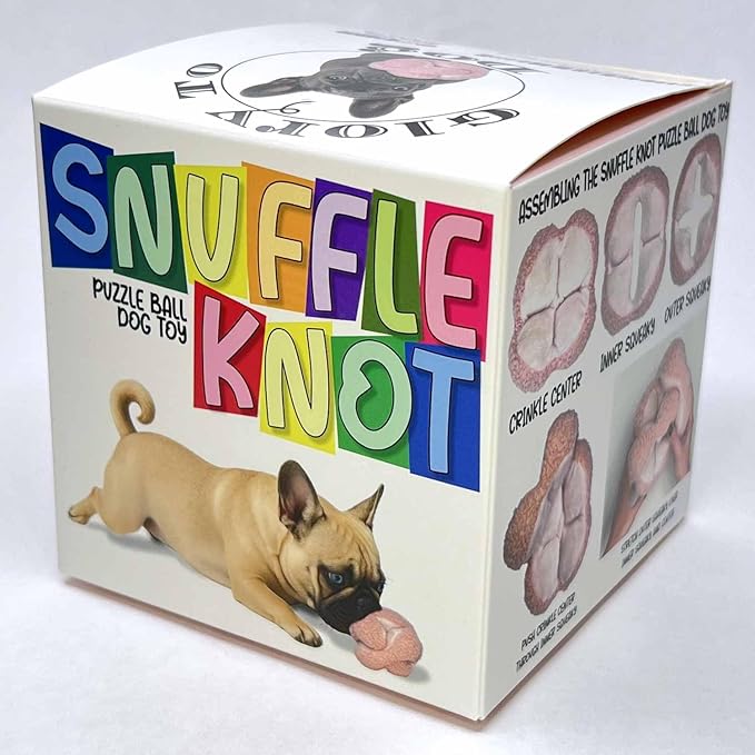 Glory To Dog Pink Snuffle Knot Interactive Dog Toy 4” Puzzle Ball with 8 Squeakers & Crinkle – Treat Hiding Enrichment Toy for Puppy & Small Breed Dogs – Durable Plush Sensory Play & Stimulation