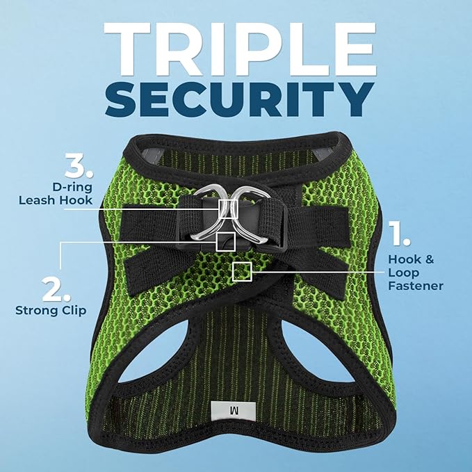 Best Pet Supplies Voyager Step-in Air Harness - All Weather Mesh, Reflective, No Pull Harness for Dogs, Cats - Secure with Hook & Loop Fastener, Buckle, Double D-Rings - Lime Green 2-Tone, L