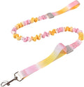 Dual Handles Bungee Dog Leash, Ombré Color Shock-Absorbing Dog Leash with 360° Swivel Clasp, for Small to Medium Dogs (4 – 5.5 ft) (Pink-Orange Ombré)