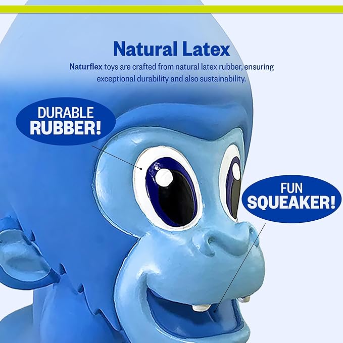 PetSport Naturflex Tiny Tots Small Gorilla Latex Dog Chew Toy | All-Natural Soft, Squeaky, Non-Toxic Rubber Chew Toy | Safe for Indoor Play | 3"