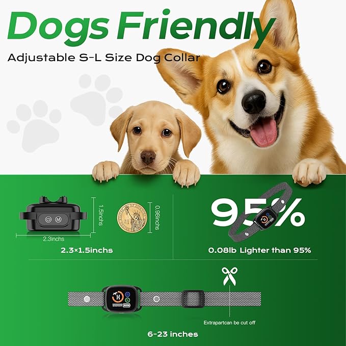 Dog Bark Collar for Large Medium Small Dogs, Smart Rechargeable Barking Collar with 5-Level Sensitivity, 3 Beep & Vibration Modes, Waterproof