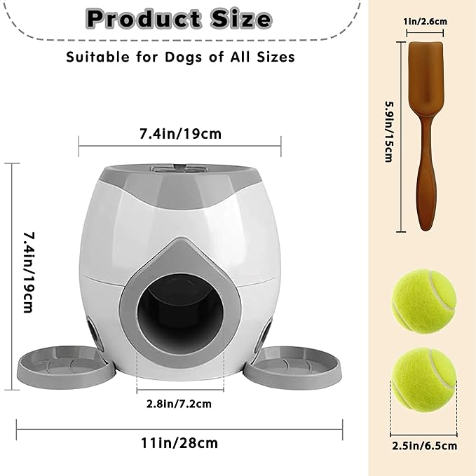 ABULL Interactive Dog Puzzle Toy - Drop The Ball to Get Treats, 2-in-1 Treat Dispenser & Slow Feeder for Healthy Eating, Keep Them Busy and Stop Boredom, Fun and Durable for All Breeds (Gray)