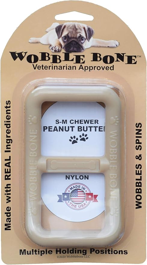 Peanut Butter Buckle - Delicious & Fun Dog Peanut Butter Toy - Tough Long Lasting Dog Bones Made in USA- Small/Medium Sized Dogs Up to 30 LBS, 3” X 5”