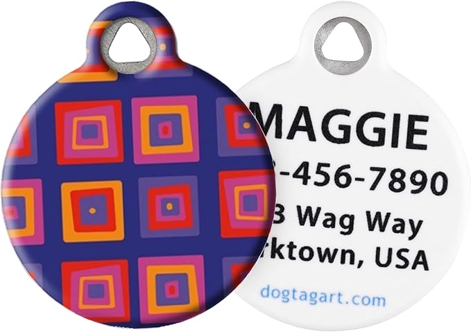 Dog Tag Art Lupine Pattern Ruby Cube - Custom Pet ID Tag for Dogs and Cats Large Size