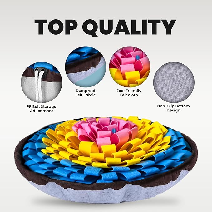 PET ARENA Snuffle Mat for Dogs - Adjustable Interactive Puzzle Toy for Large & Small Breed Slow Feeder for Mental Stimulation & Stress Relief Encourages Natural Foraging Ideal for Indoor & Outdoor Use