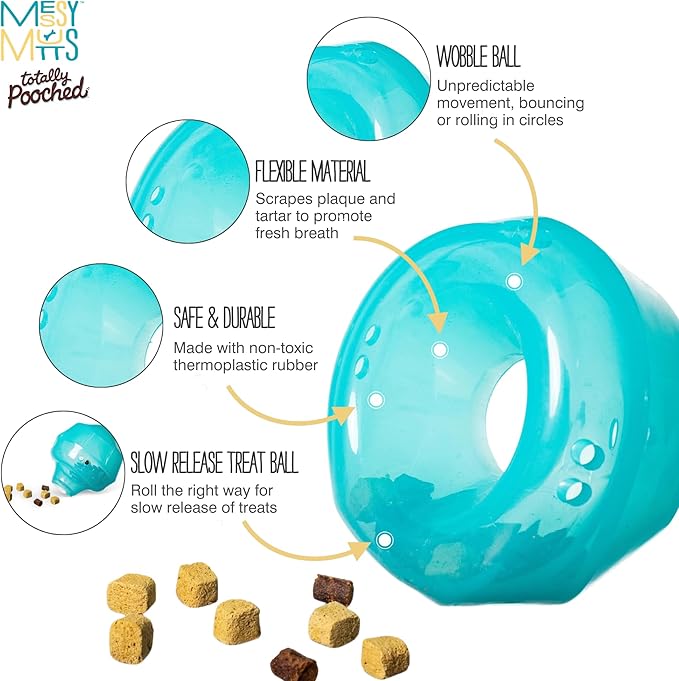 Messy Mutts Stuff’n Wobble Ball | 5” Fillable Dog Toy | Interactive Puzzle Ball for Dogs | Engaging Treat Dispensing Toy for Dogs